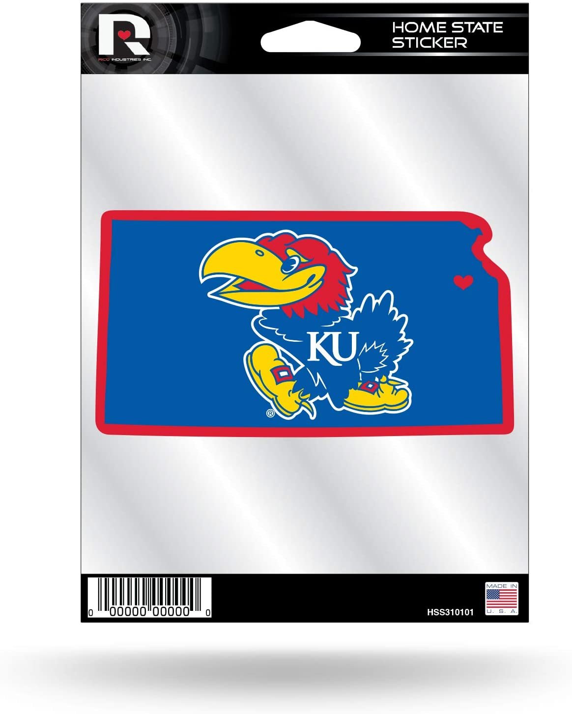 University of Kansas Jayhawks 5 Inch Sticker Decal, Home State Design, Flat Vinyl, Full Adhesive Backing