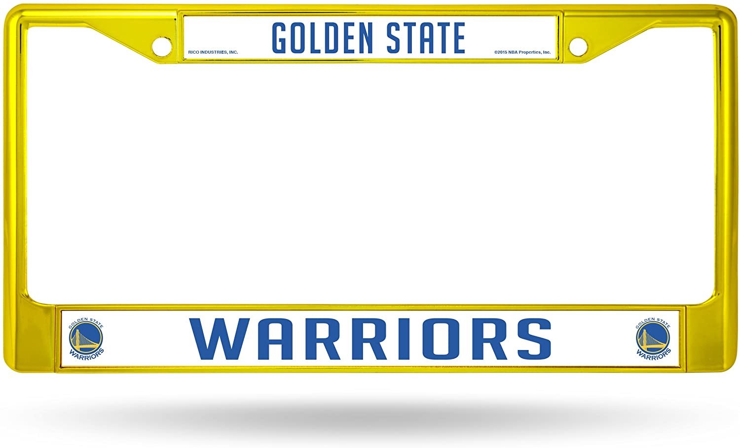 Golden State Warriors Yellow Metal License Plate Frame Chrome Tag Cover, 12x6 Inch