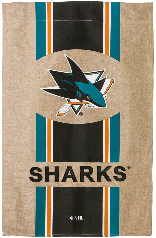 San Jose Sharks Premium Double Sided Banner House Flag, Burlap Design, 28x44 Inch