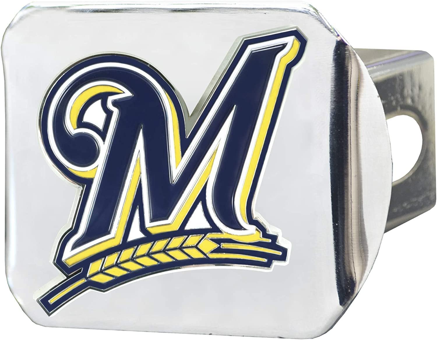 Milwaukee Brewers Hitch Cover Solid Metal with Raised Color Metal Emblem 2" Square Type III