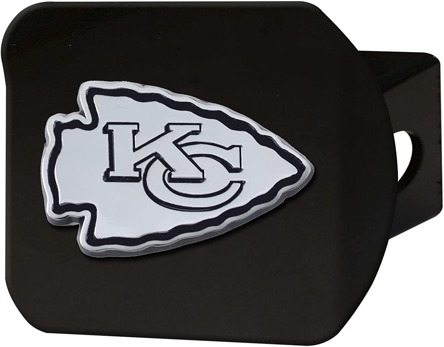 NFL Kansas City Chiefs Metal Hitch Cover, Black, 2" Square Type III Hitch Cover