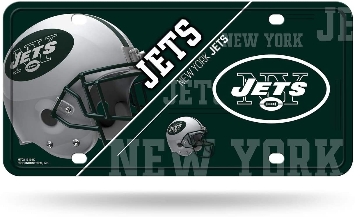New York Jets Metal Auto Tag License Plate, Split Design, 6x12 Inch