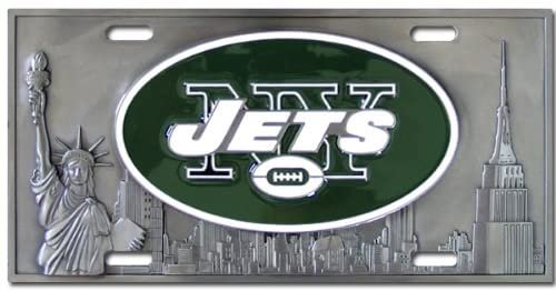New York Jets Zinc Metal License Plate Tag Raised 3D Details, Heavy Gauge, 6x12 Inch
