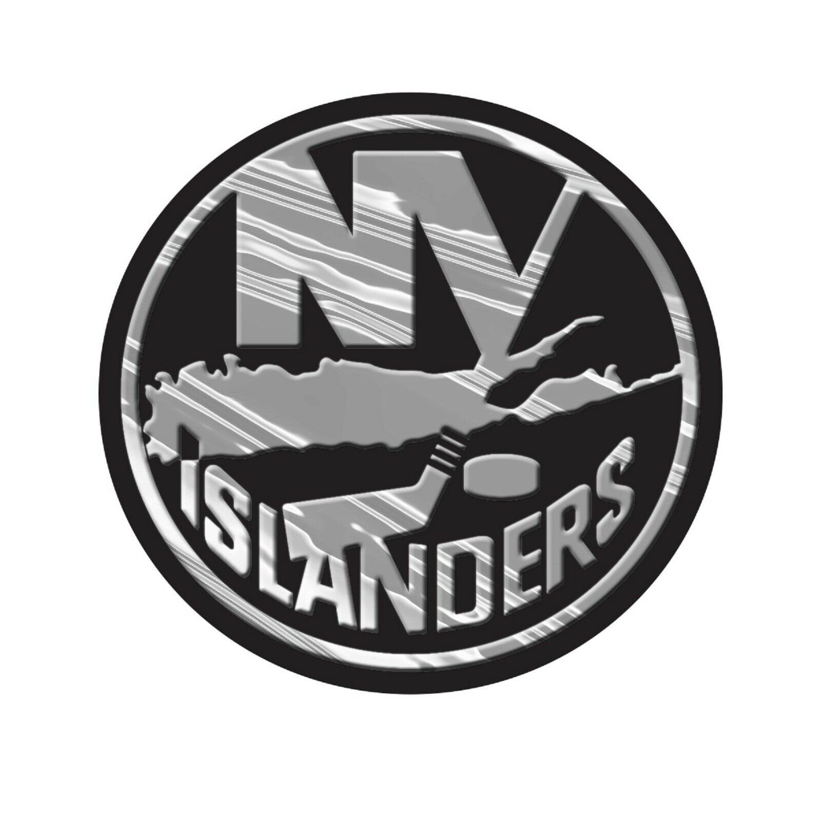 New York Islanders Auto Emblem, Plastic Molded, Silver Chrome Color, Raised 3D Effect, Adhesive Backing
