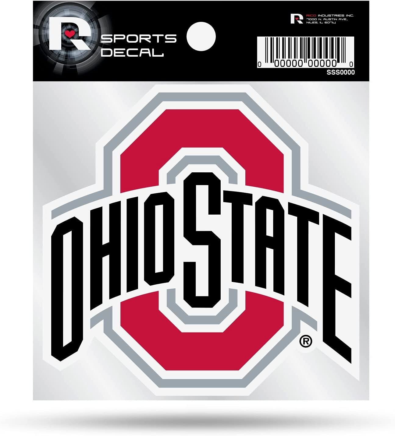 Ohio State University Buckeyes 4x4 Inch Die Cut Decal Sticker, Primary Logo, Clear Backing