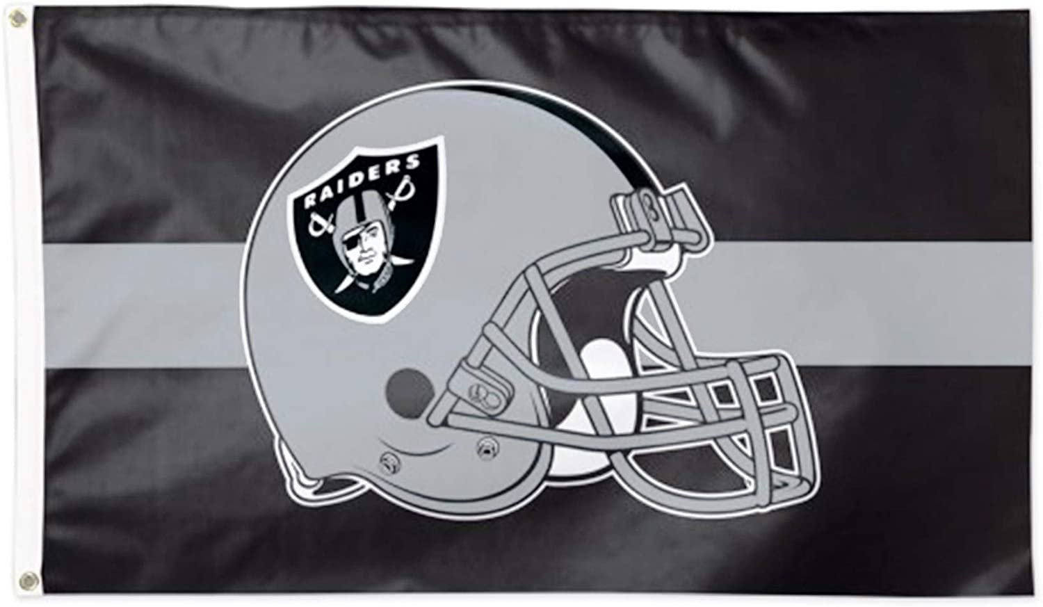 Las Vegas Raiders Premium 3x5 Feet Flag Banner, Bar Helmet Design, Metal Grommets, Outdoor Use, Single Sided