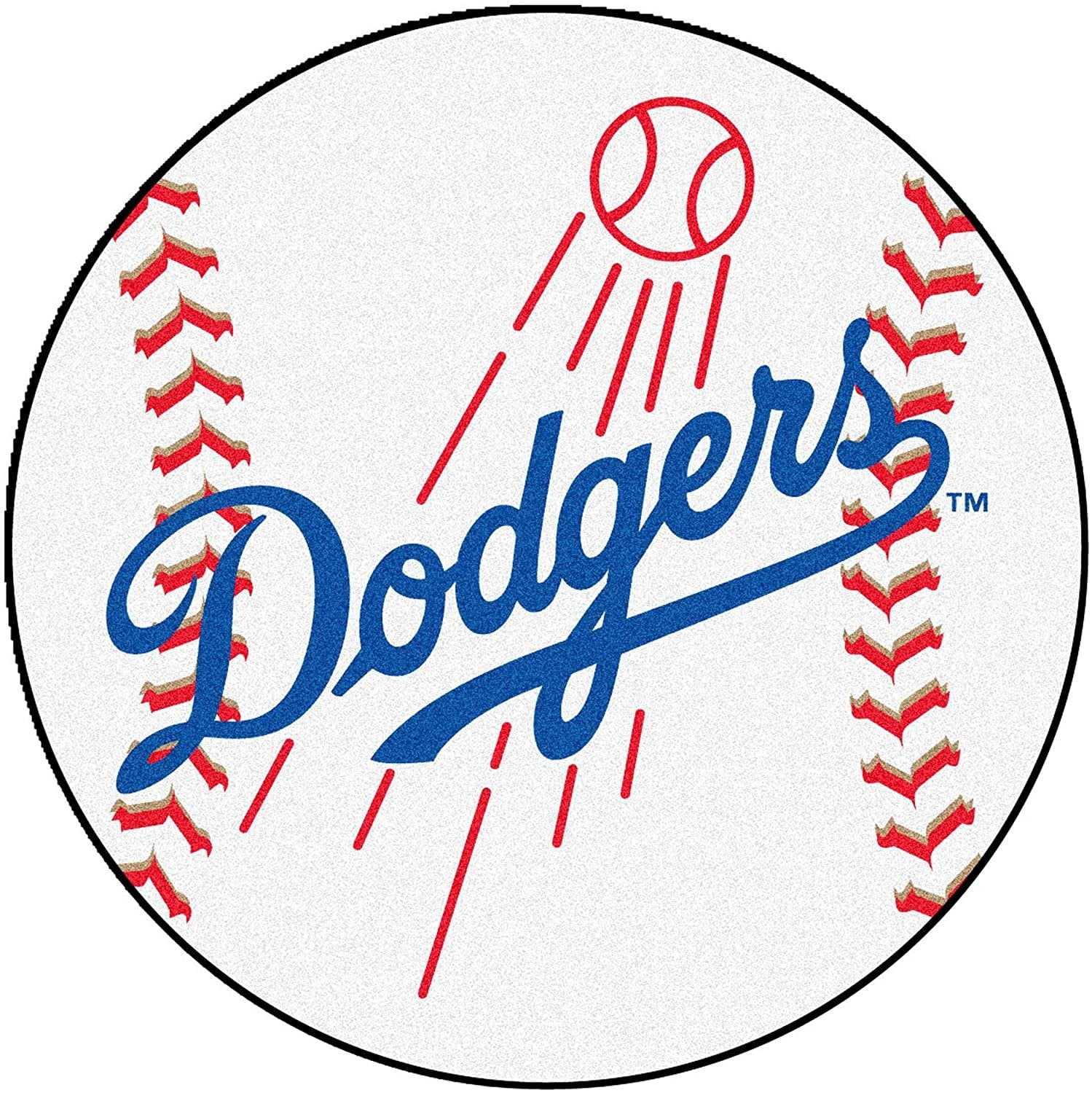 Los Angeles Dodgers 27 Inch Area Rug Floor Mat, Nylon, Anti-Skid Backing, Baseball Shaped