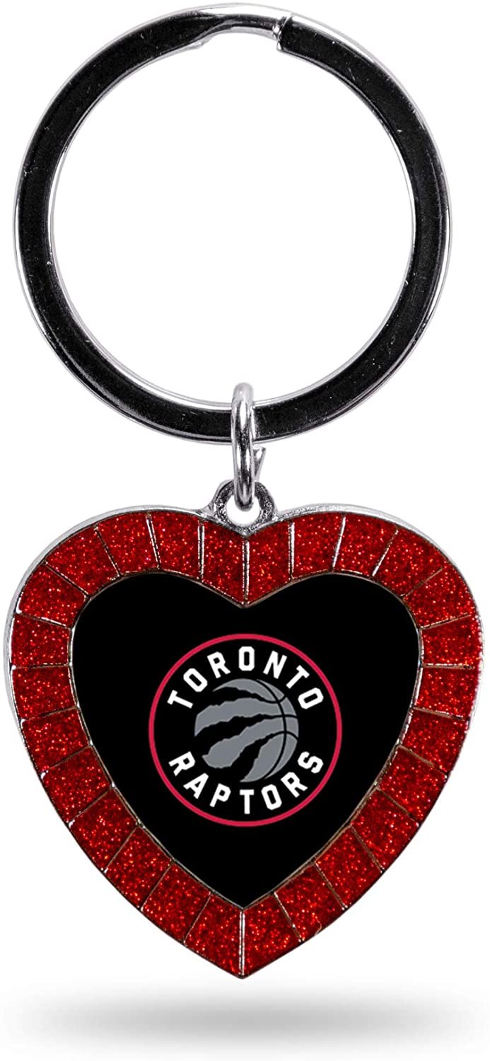 Toronto Raptors Metal Keychain Rhinestone Colored Heart Shape
