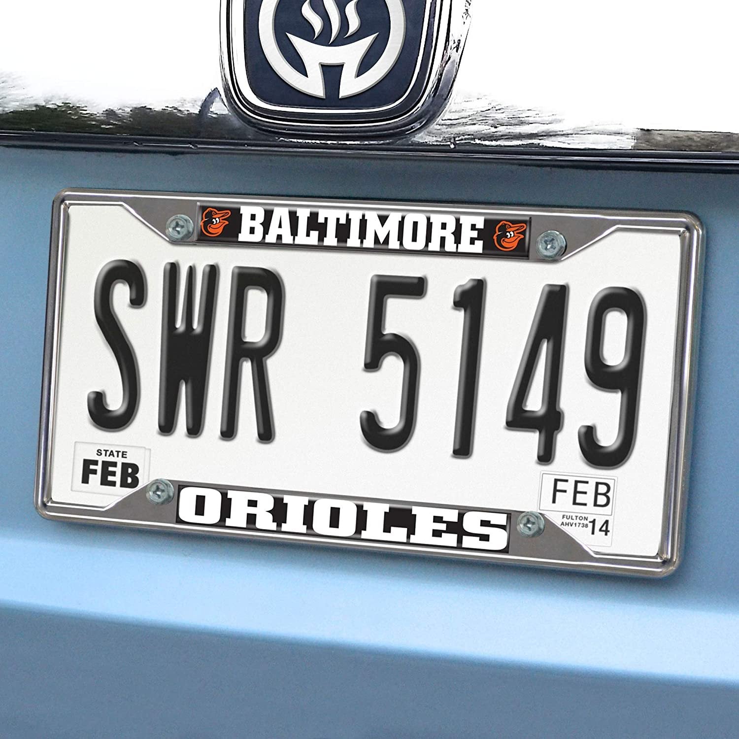 Baltimore Orioles Metal License Plate Frame Tag Cover Chrome 6x12 Inch