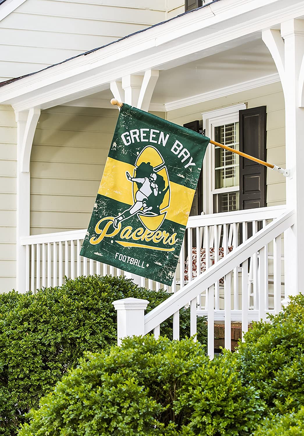 Green Bay Packers Premium Garden Flag Banner, Double Sided, Retro Vintage Style, Linen, 13x18 Inch