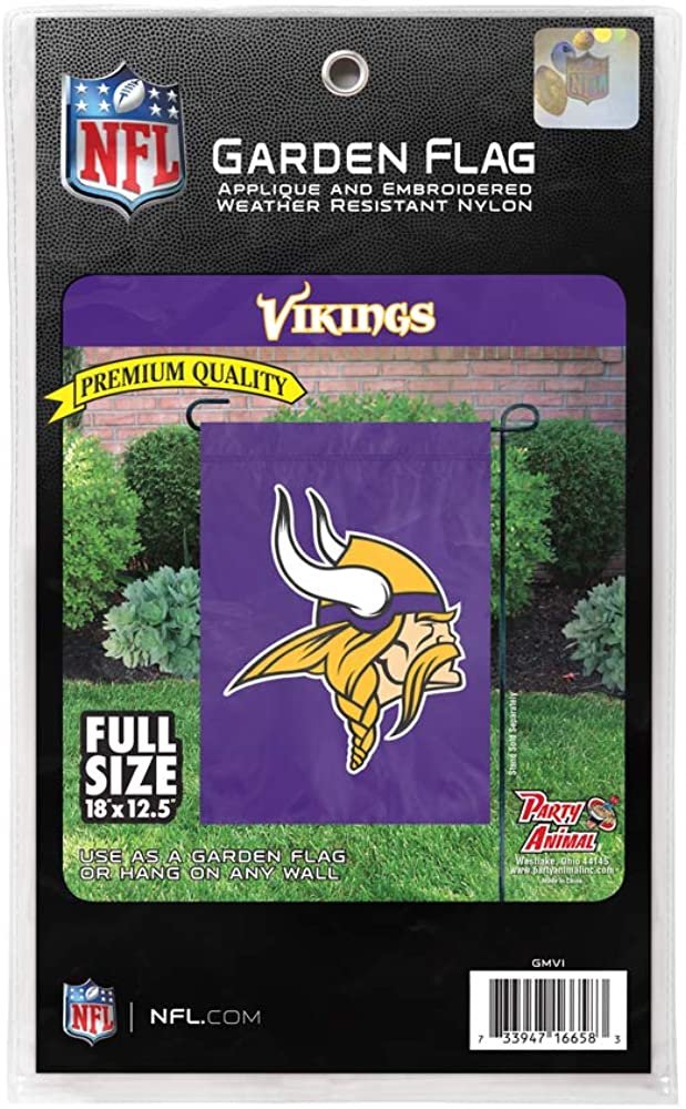 Minnesota Vikings Premium Garden Flag Banner Applique Embroidered 12.5 x 18 Inches