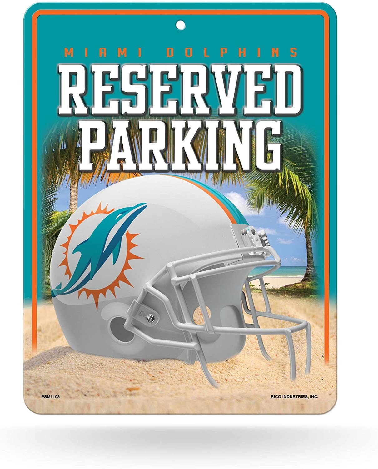 Miami Dolphins Metal Parking Novelty Wall Sign 8.5 x 11 Inch