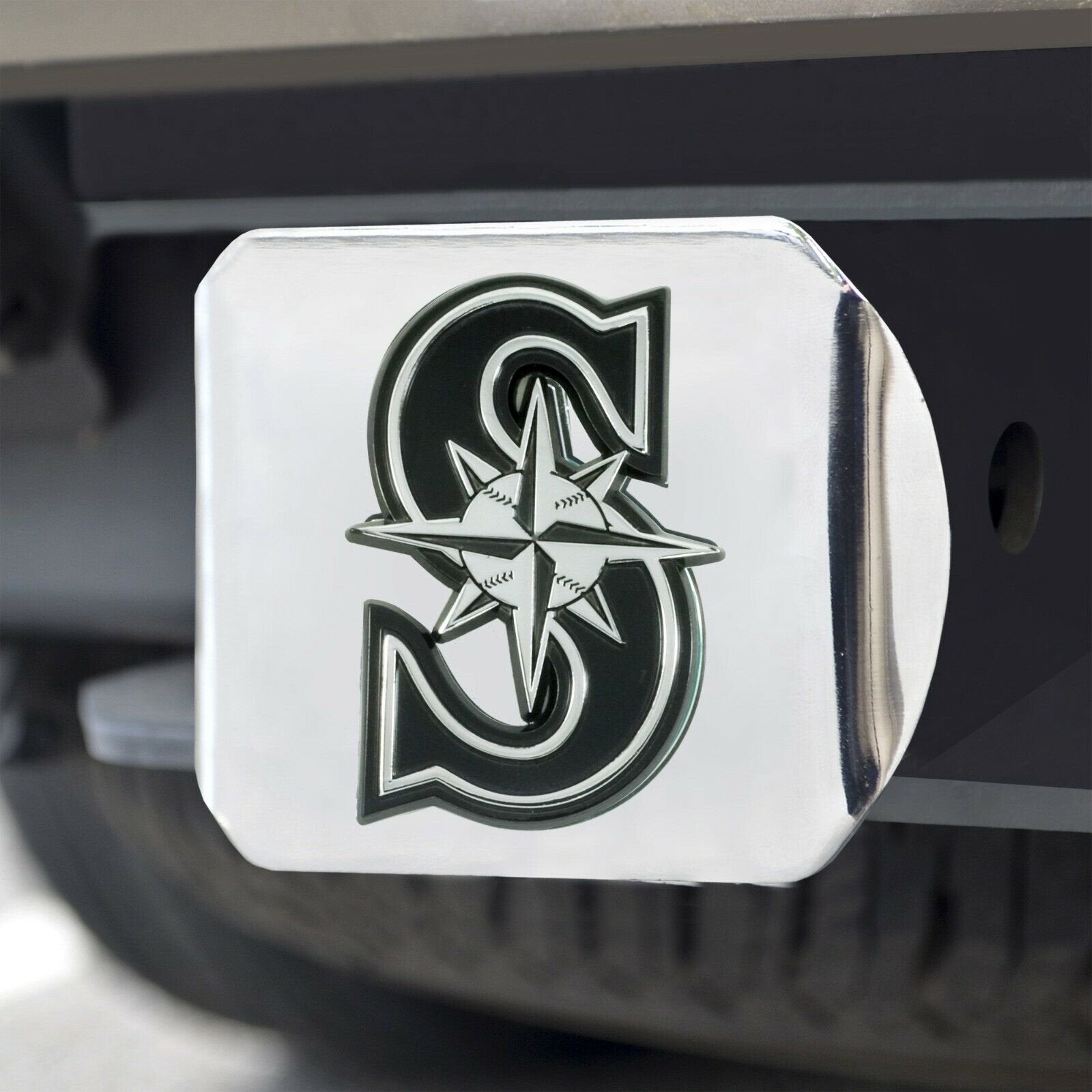 Seattle Mariners Hitch Cover Solid Metal with Raised Chrome Metal Emblem 2" Square Type III