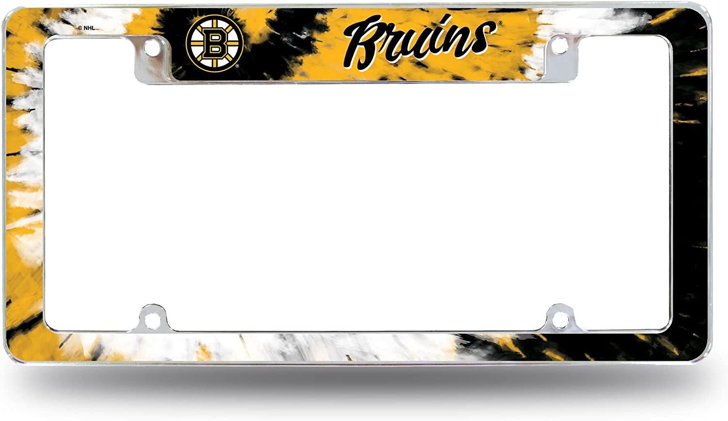 Boston Bruins Metal License Plate Frame Chrome Tag Cover Tie Dye Design 6x12 Inch