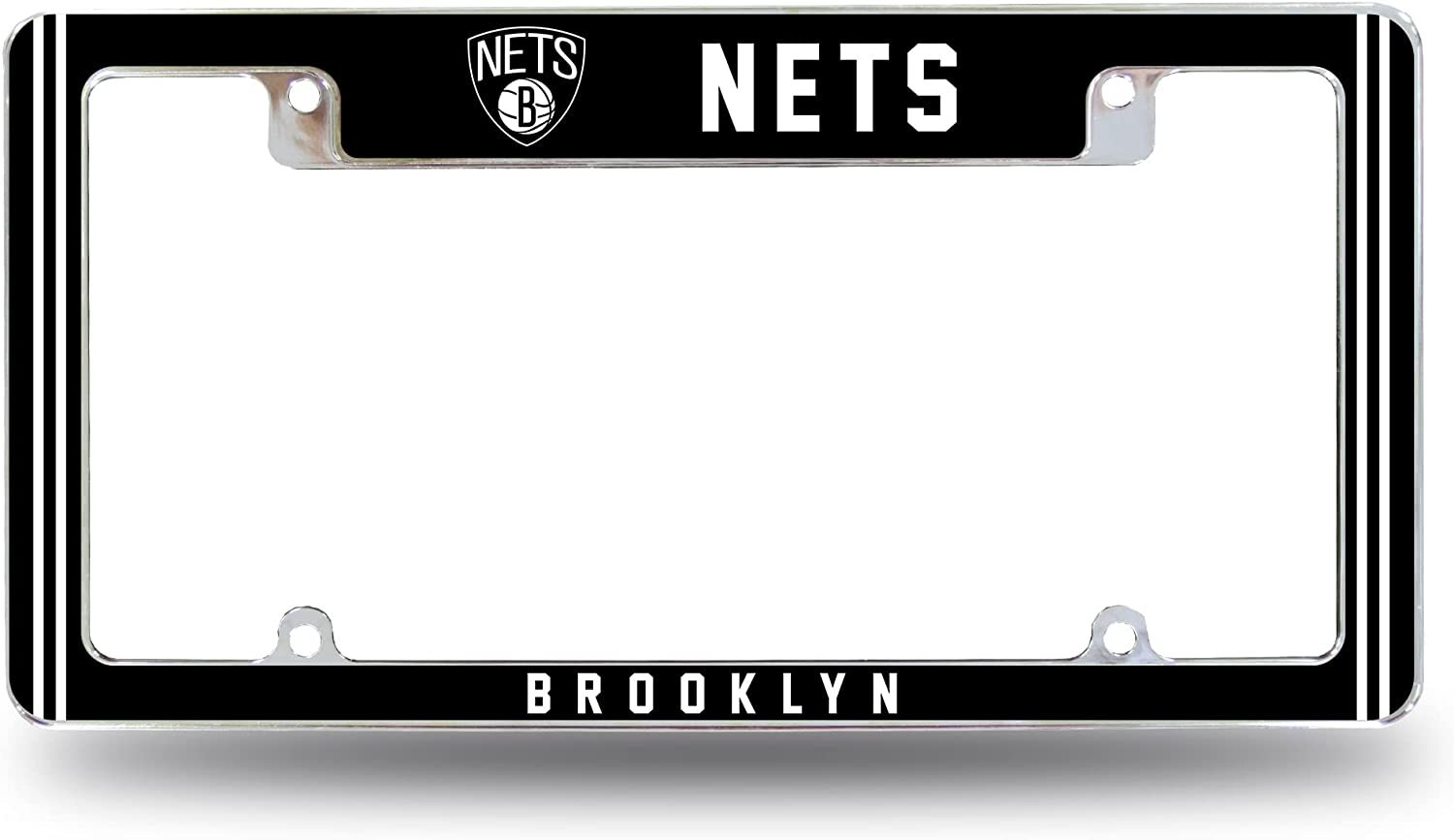Brooklyn Nets Metal License Plate Frame Chrome Tag Cover Alternate Design 6x12 Inch