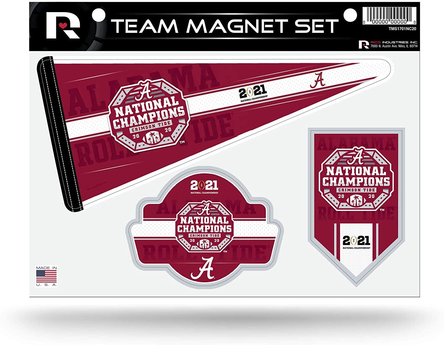 University of Alabama Crimson Tide 2020 Champions Team Multi Magnet Set, 8.5x11 Inch Sheet, Die Cut, Auto Home