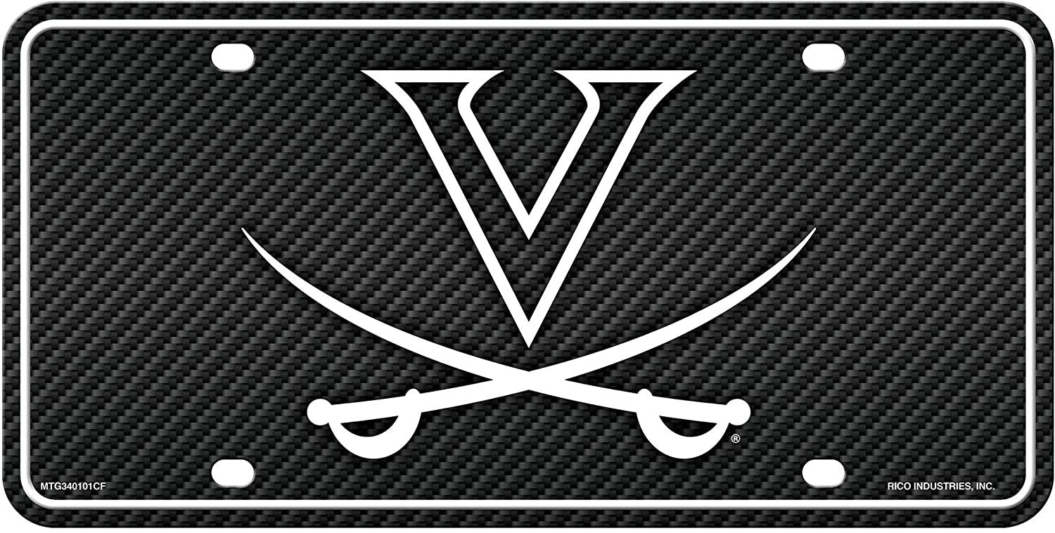 University of Virginia Cavaliers UVA Metal Auto Tag License Plate, Carbon Fiber Design, 6x12 Inch