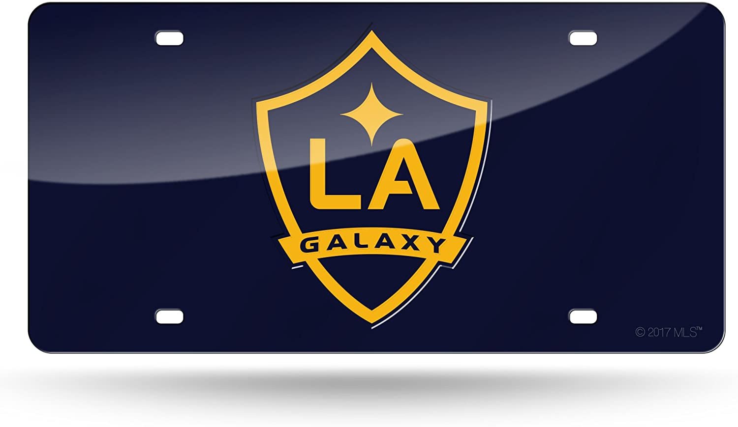 LA Galaxy MLS Premium Laser Cut Tag License Plate, Blue Mirrored Acrylic Inlaid, 12x6 Inch
