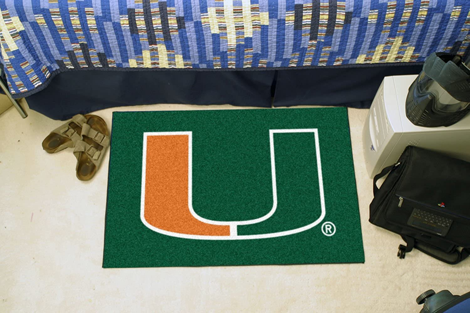 University of Miami Hurricanes Floor Mat Area Rug, 20x30 Inch, Nylon, Anti-Skid Backing