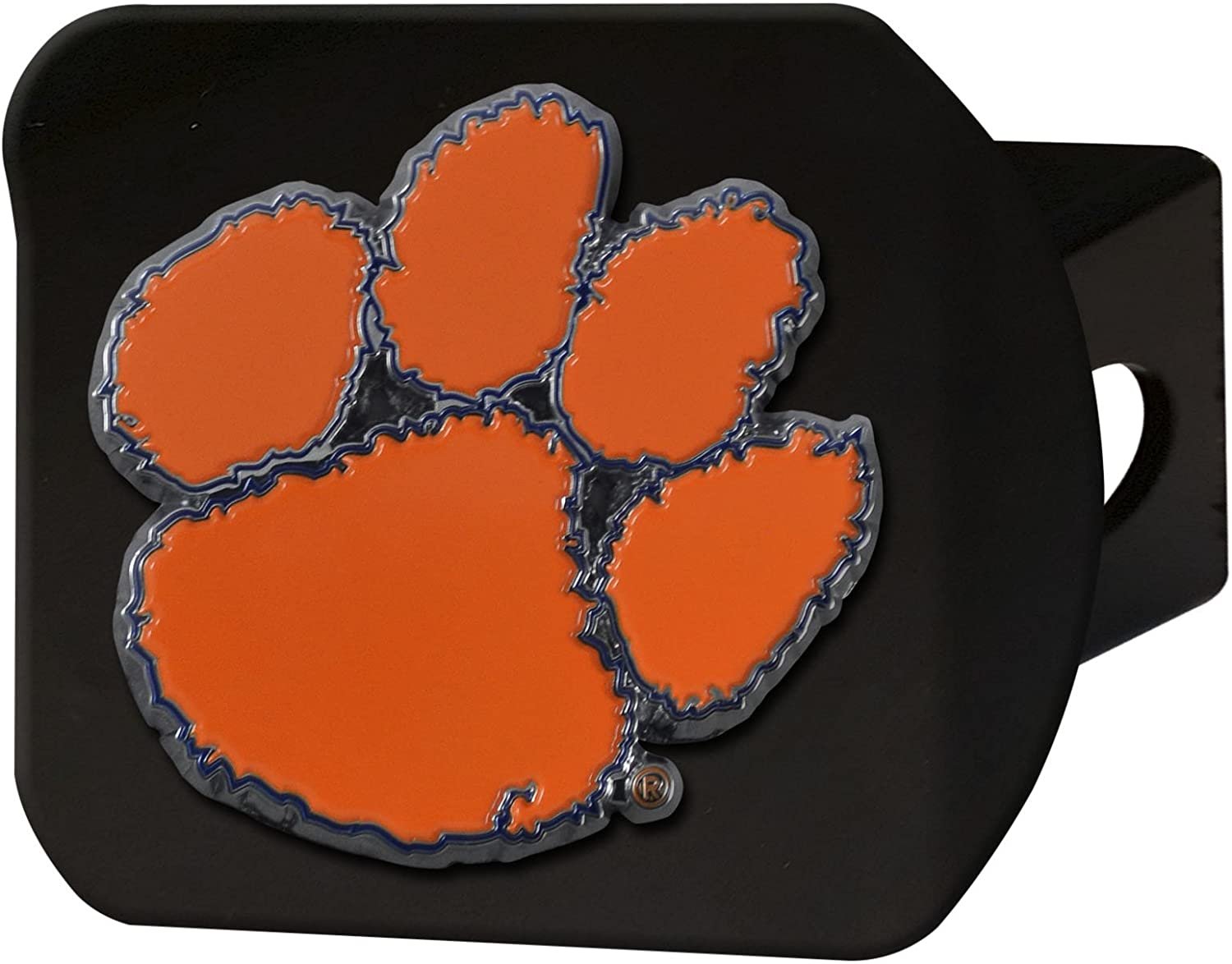 Clemson Tigers Solid Metal Black Hitch Cover with Color Metal Emblem 2 Inch Square Type III University of