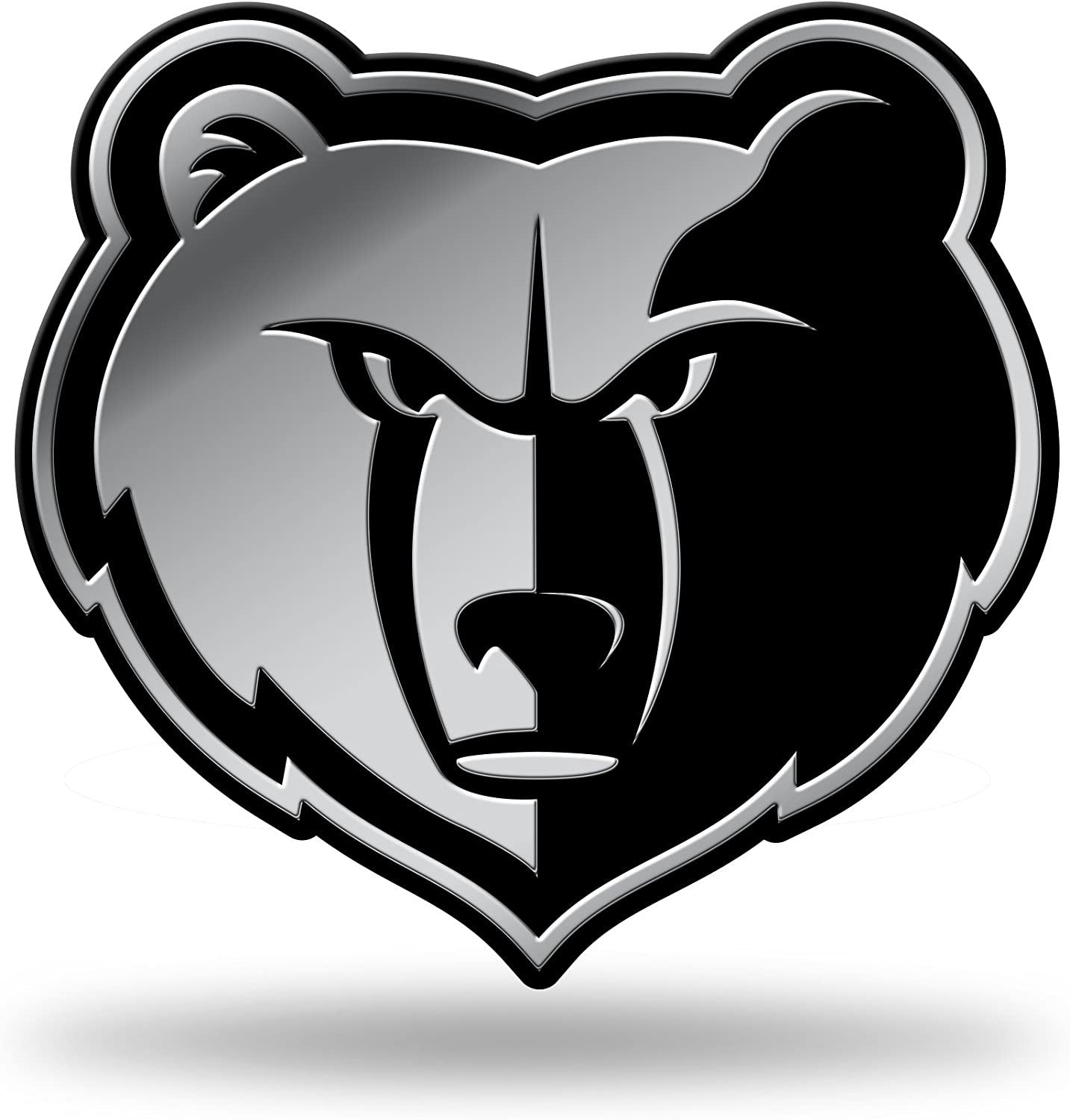 Memphis Grizzlies Auto Emblem, Silver Chrome Color, Raised Molded Plastic, 3.5 Inch, Adhesive Tape Backing