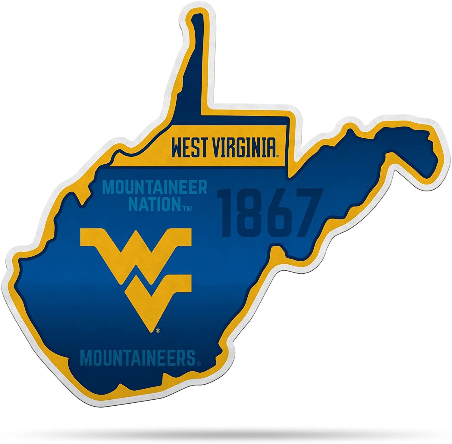West Virginia Mountaineers Pennant State Shape 18 Inch Soft Felt University of