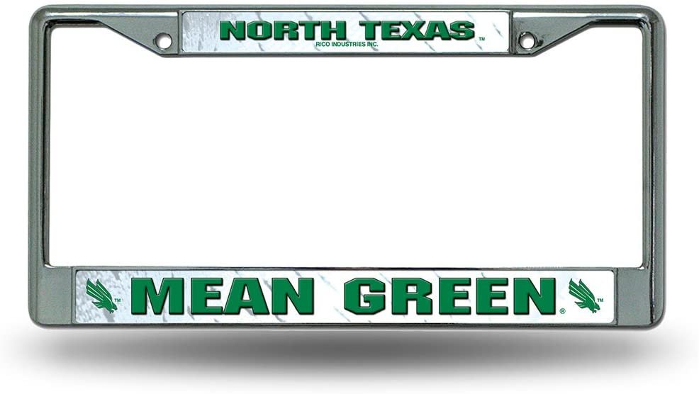 University of North Texas Mean Green Metal License License Plate Frame Chrome Tag Cover, 12x6 Inch