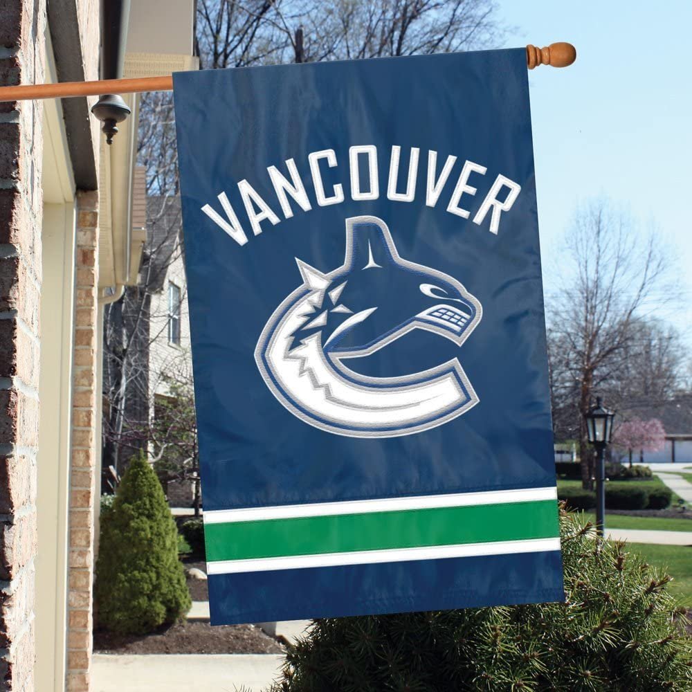 Vancouver Canucks Banner Flag Embroidered Premium 2-sided 28x44 Outdoor Football