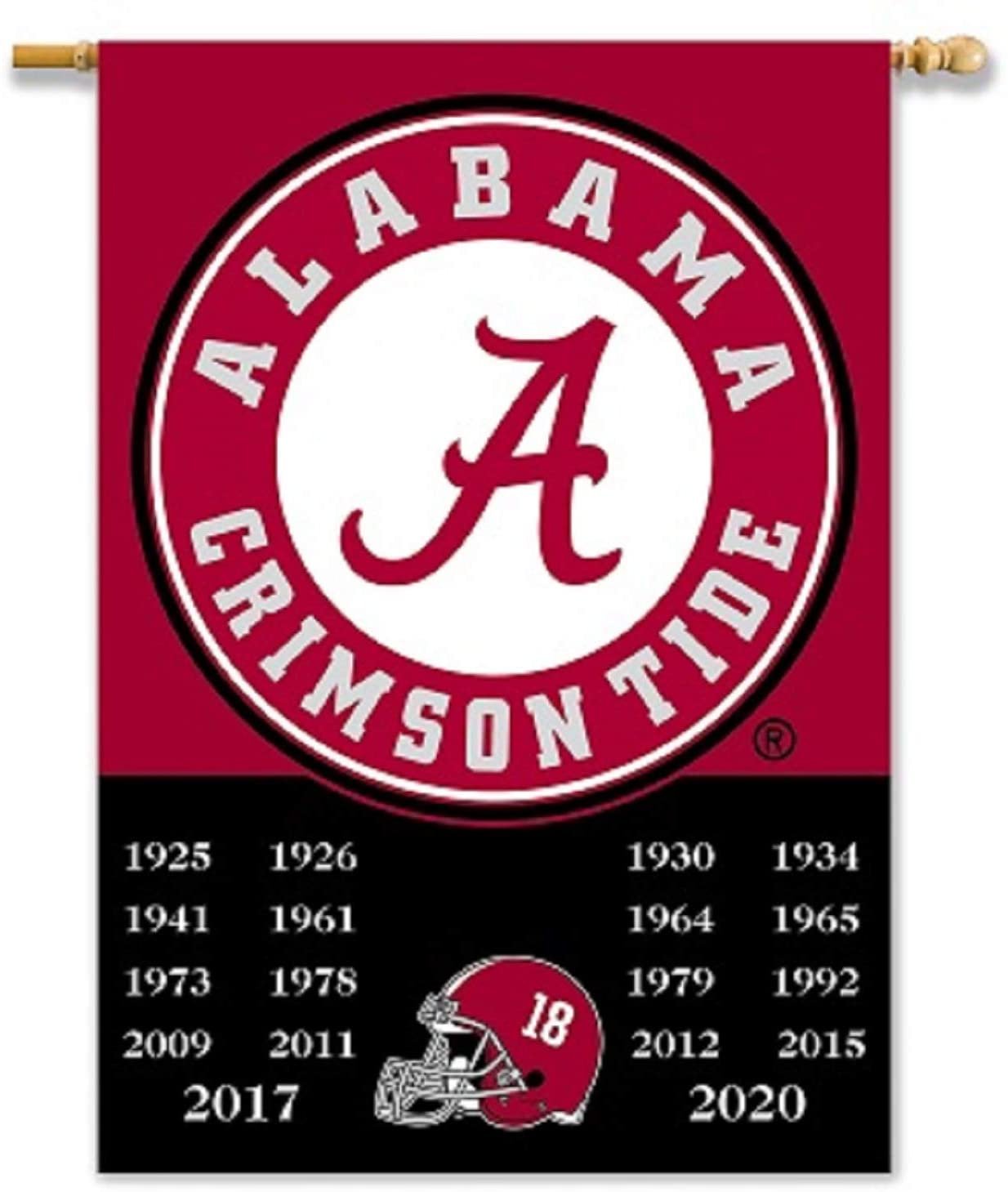 University of Alabama Crimson Tide 18-Time Champions Years Premium Double Sided Banner House Flag, 28x40 Inch