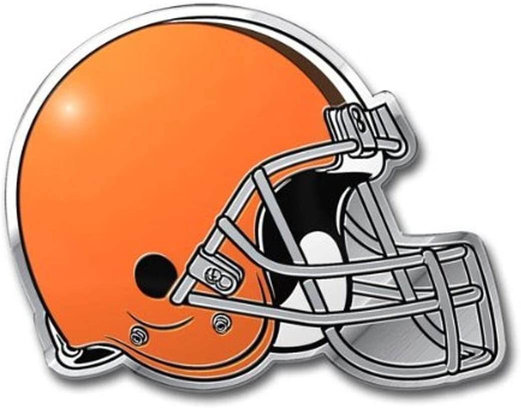 Cleveland Browns Auto Emblem, Aluminum Metal, Embossed Team Color, Raised Decal Sticker, Full Adhesive Backing