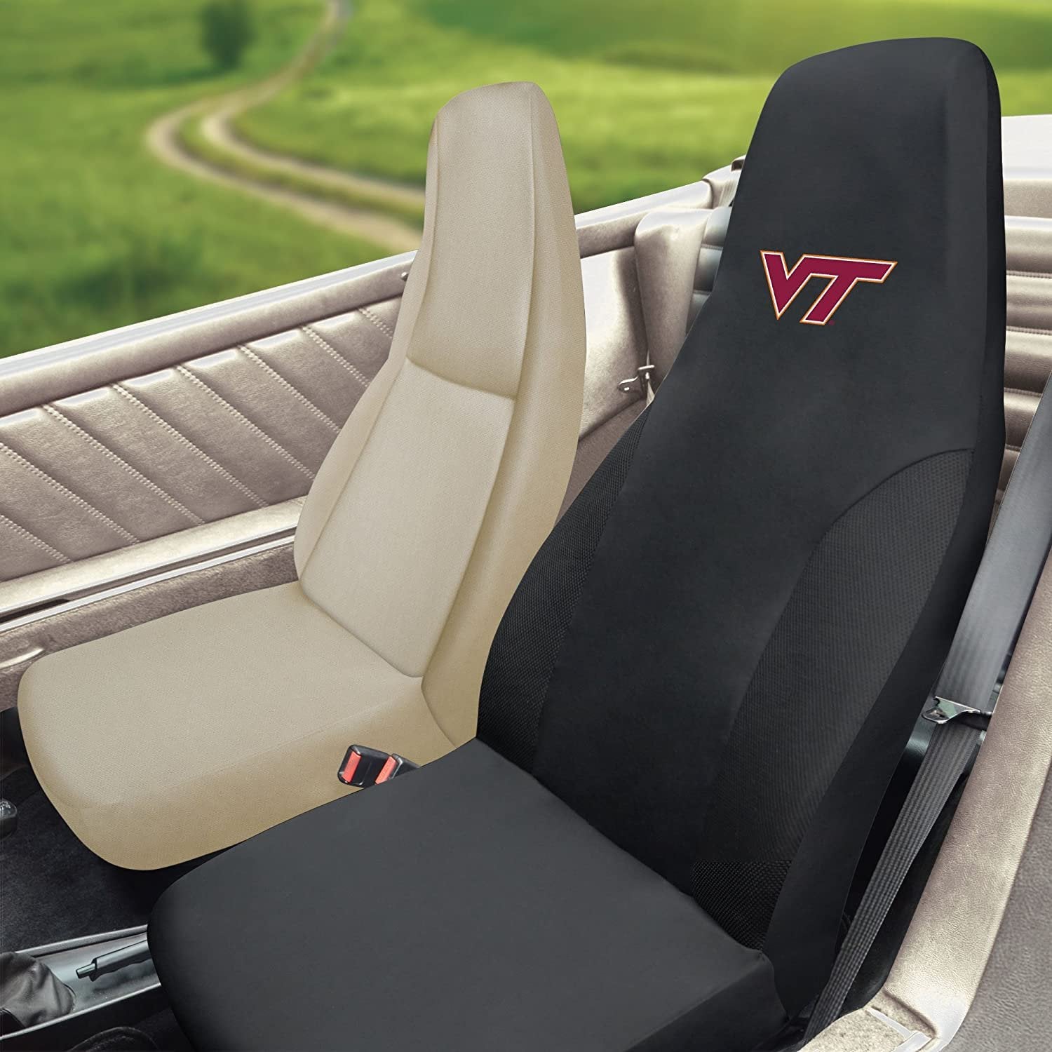 FANMATS NCAA Virginia Tech Hokies Polyester Seat Cover , black , 20"x48"