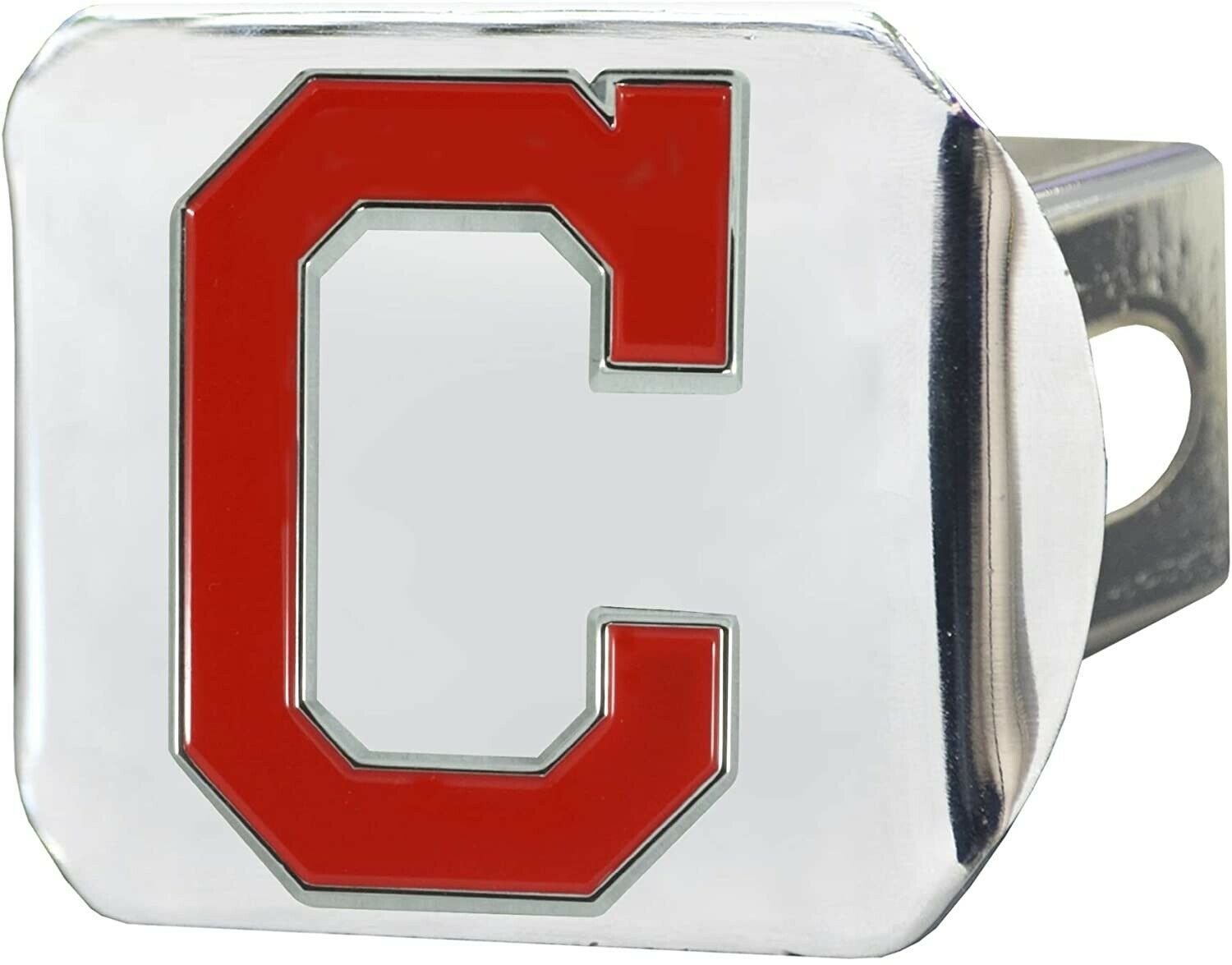 Cleveland Indians Hitch Cover Solid Metal with Raised Color Metal Emblem 2" Square Type III