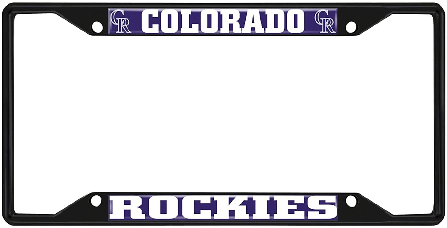 Colorado Rockies Black Metal License Plate Frame Tag Cover, 12x6 Inch