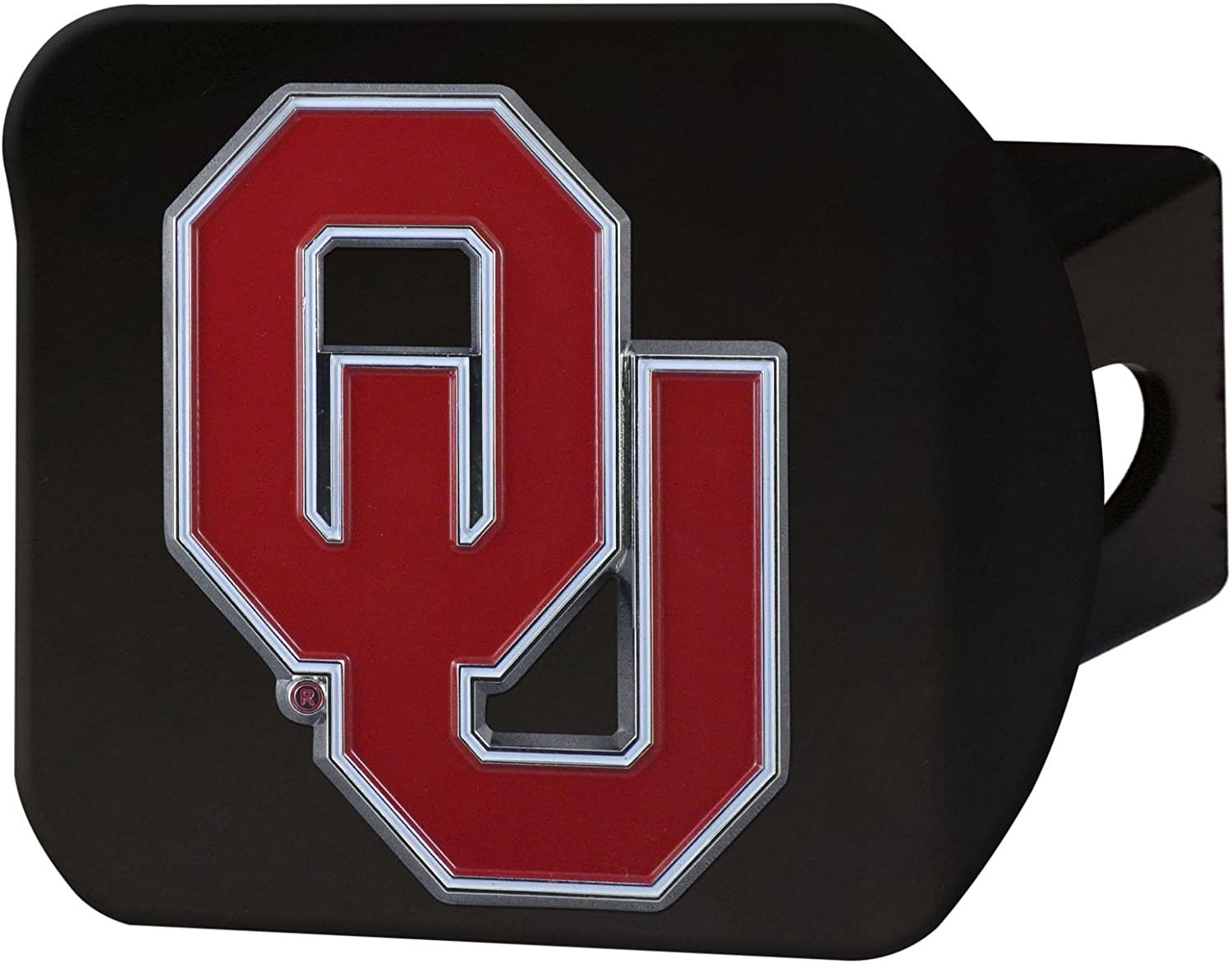 Oklahoma Sooners Solid Metal Black Hitch Cover with Color Metal Emblem 2 Inch Square Type III University of