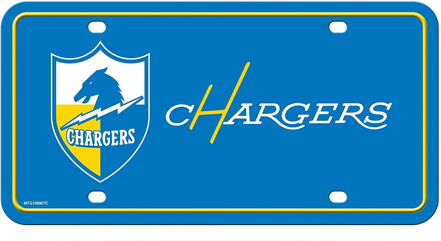 Los Angeles Chargers License Plate Auto Tag, Metal, Retro Logo, 12x6 Inch