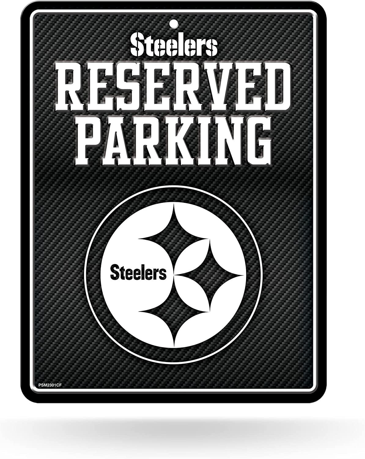 Pittsburgh Steelers Metal Parking Novelty Wall Sign 8.5 x 11 Inch Carbon Fiber Design