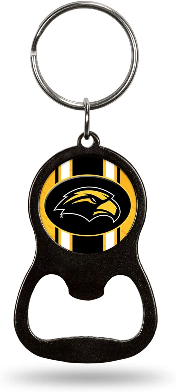 University of Southern Mississippi Eagles Premium Solid Metal Bottle Opener Keychain, Key Ring, Team Color