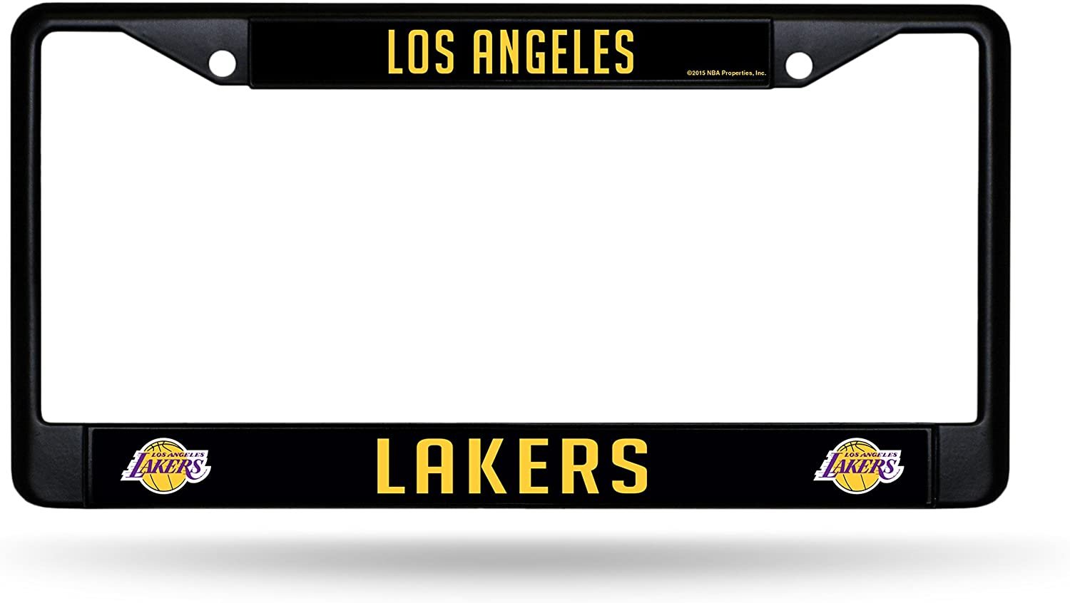 Los Angeles Lakers Black Metal License Plate Frame Chrome Tag Cover 6x12 Inch