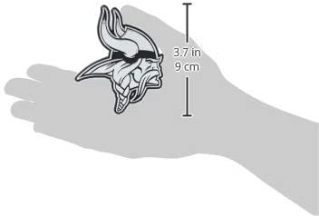 Minnesota Vikings Auto Emblem, Silver Chrome Color, Raised Molded Plastic, 3.5 Inch, Adhesive Tape Backing