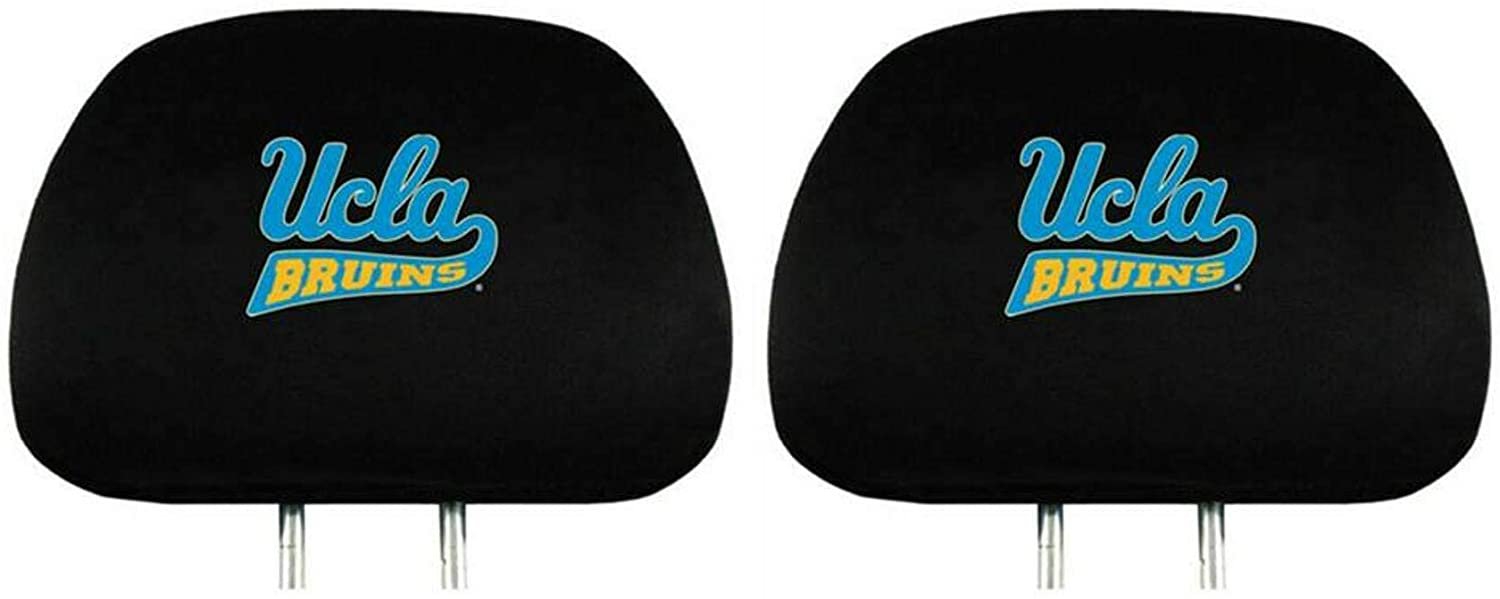 UCLA Bruins Pair of Premium Auto Head Rest Covers, Embroidered, Black Elastic, 14x10 Inch