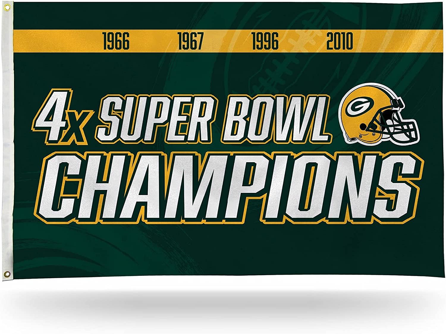 Green Bay Packers Packers 3x5 Flag Banner 4 Time Super Bowl Champions Metal Grommets Outdoor Indoor