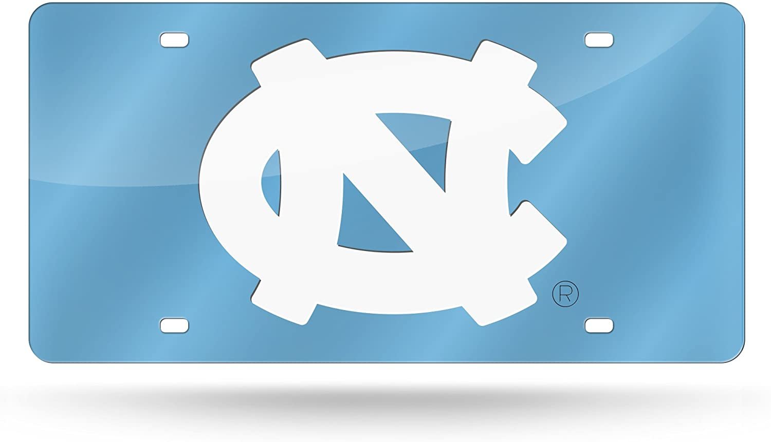 University of North Carolina Tar Heels Laser Cut Tag License Plate, Blue, Mirrored Acrylic Inlaid, 12x6 Inch