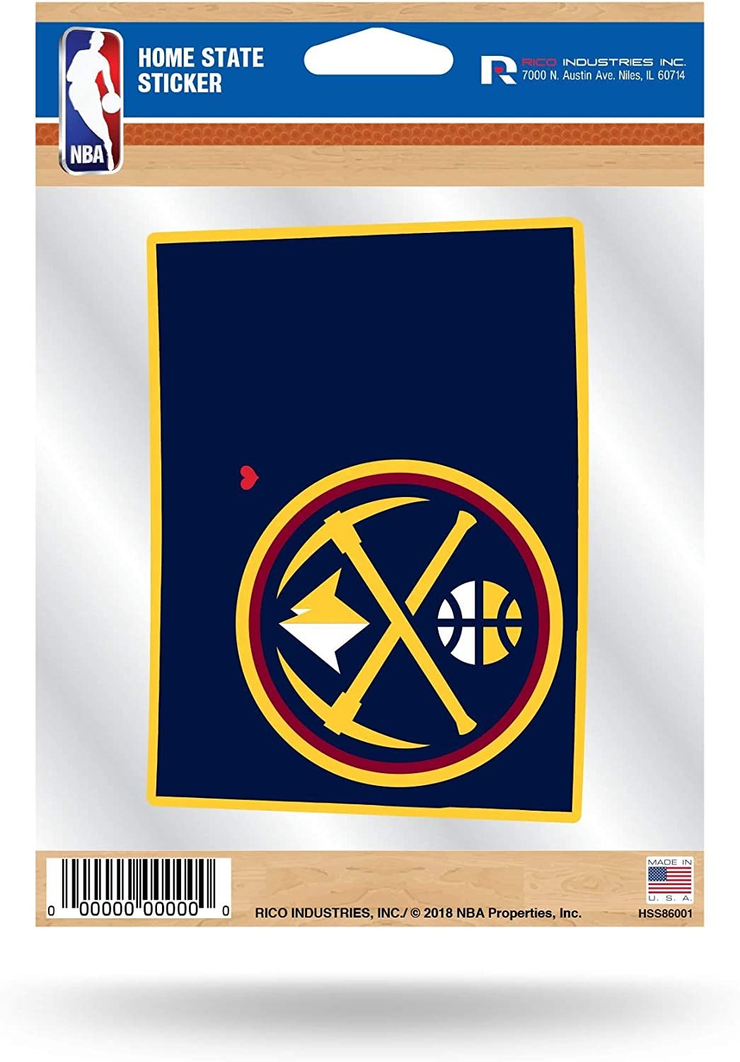 Denver Nuggets 5 Inch Sticker Decal, Home State Design, Flat Vinyl, Full Adhesive Backing