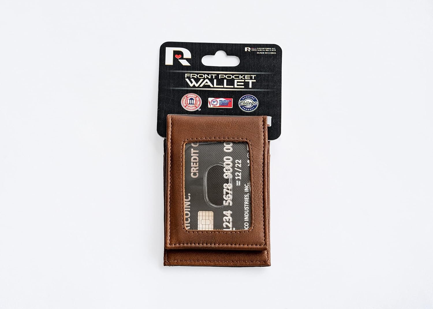 Tampa Bay Lightning Premium Brown Leather Wallet, Front Pocket Magnetic Money Clip, Laser Engraved, Vegan