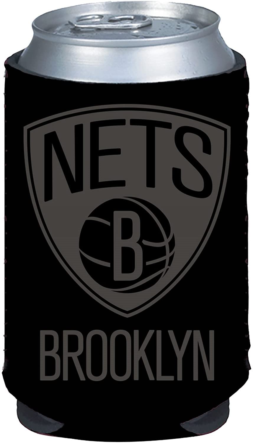 Brooklyn Nets 2-Pack Black Tonal CAN Beverage Insulator Neoprene Holder Cooler Decal Basketball