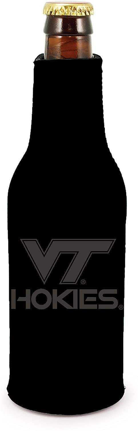 Virginia Tech Hokies 2-Pack Zipper Bottle Tonal Black Beverage Insulator Neoprene Holder Cooler Coolie University of