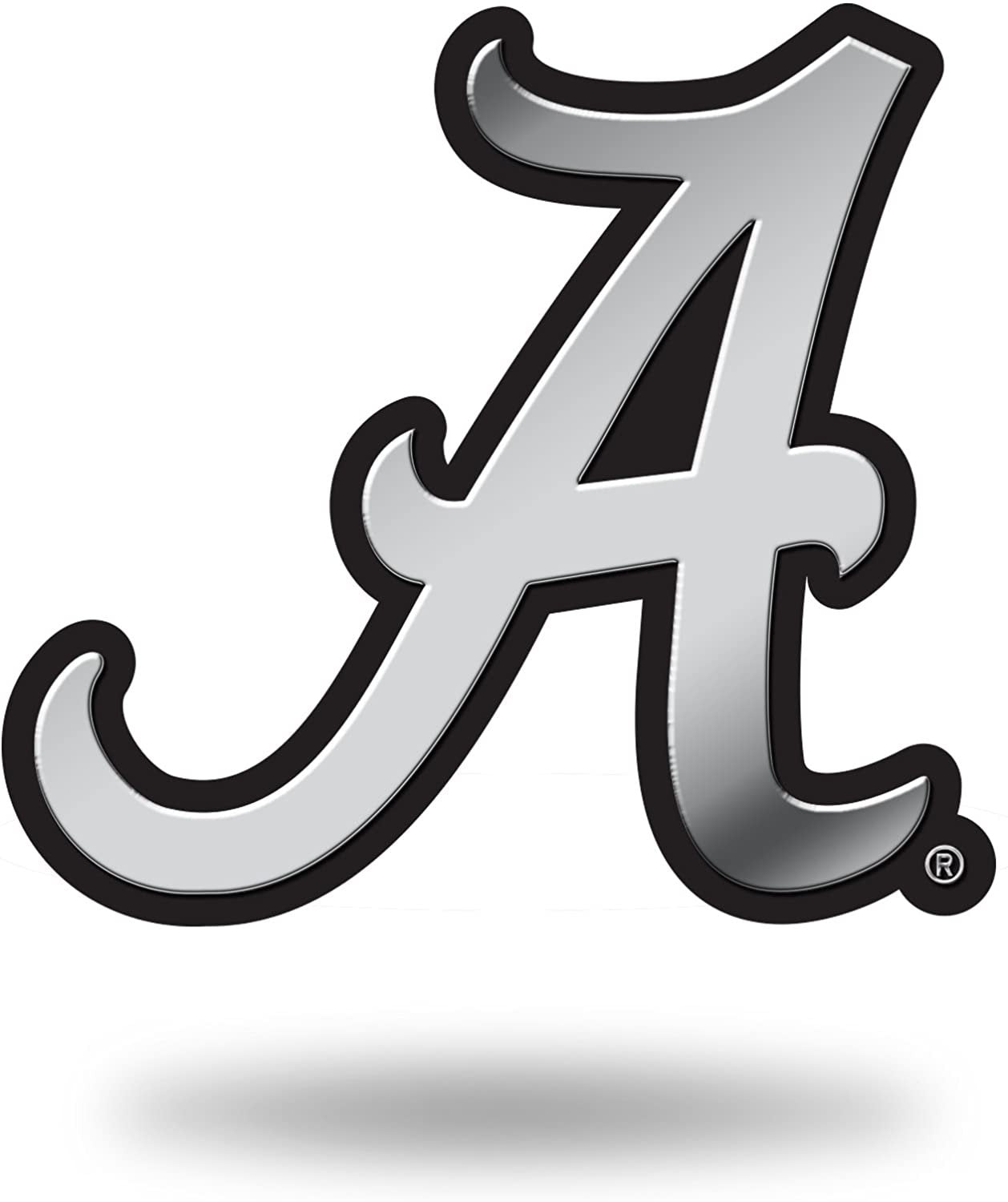 University of Alabama Crimson Tide Auto Emblem, Silver Chrome Color, Raised Molded Plastic, 3.5 Inch, Adhesive Tape Backing