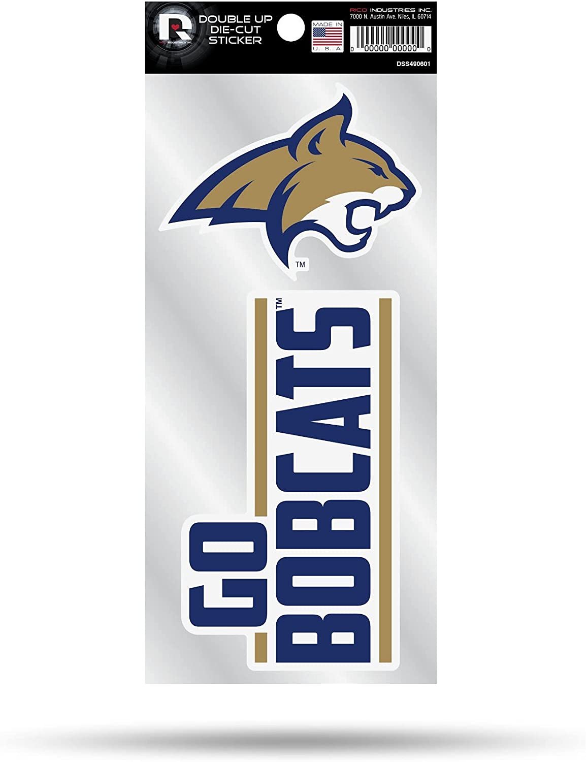Montana State University Bobcats 2-Piece Double Up Die Cut Sticker Decal Sheet, 4x8 Inch