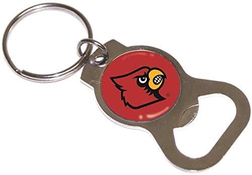 University of Louisville Cardinals Premium Solid Metal Bottle Opener Keychain, Silver Key Ring, Team Logo