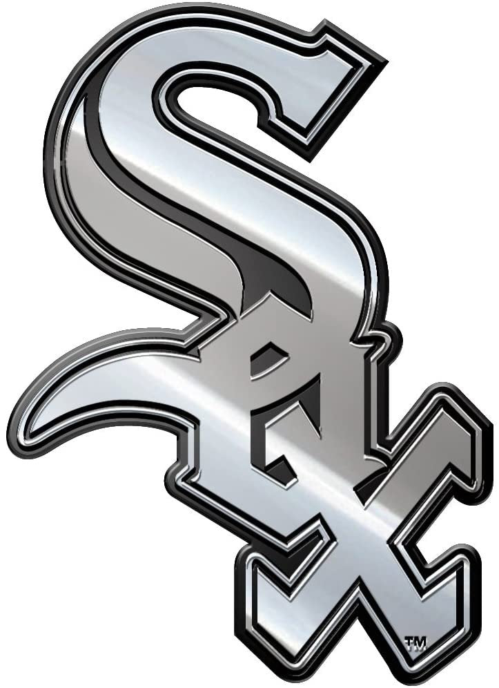 Chicago White Sox Solid Metal Auto Emblem, Raised Chrome, 3.5 Inch, Adhesive Backing